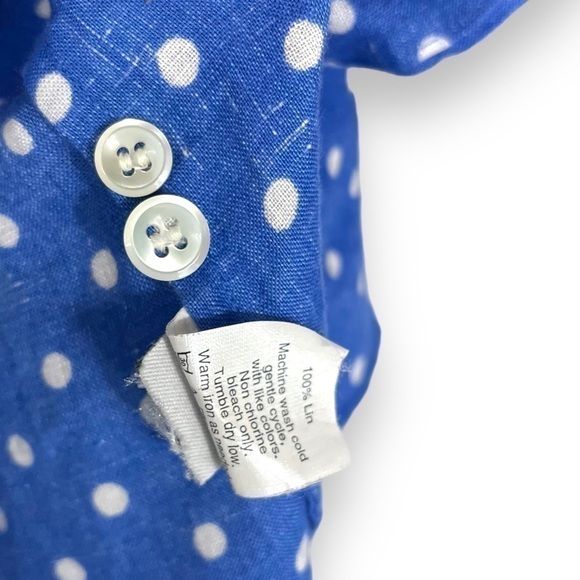 4 for $40 SALE!J Crew Perfect 100% Linen Button Up Shirt, Blue Polka Dot, Size 2 - Picture 5 of 11
